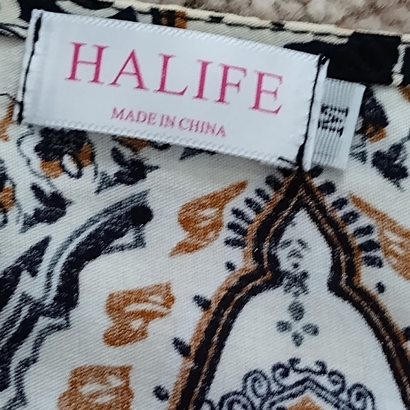 Halife Vintage EthnicStyle Printed Tassel Tie Neck Loose Fit Bohemian Medium - Picture 15 of 16